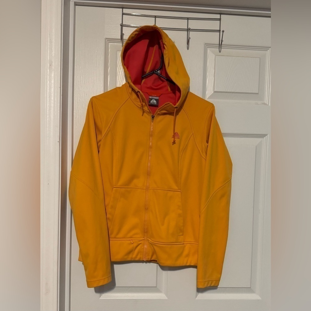 Nike ACG Orange Women's Small Full Zip Logo Pocket Hoodie Jacket GUC